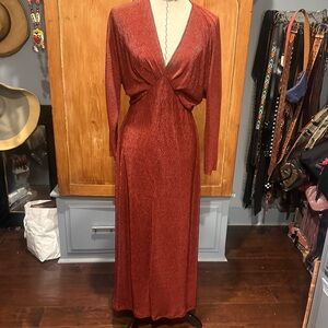 All in Favor Rust Long Twist-Front Midi Dress